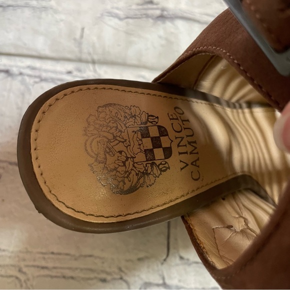 Vince Camuto Brown Leather Eliana Strappy Sandal Heels - Picture 7 of 7